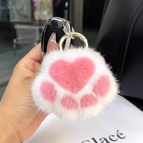 Accessories - Pink and White Cat Paw Key & Card Holder
